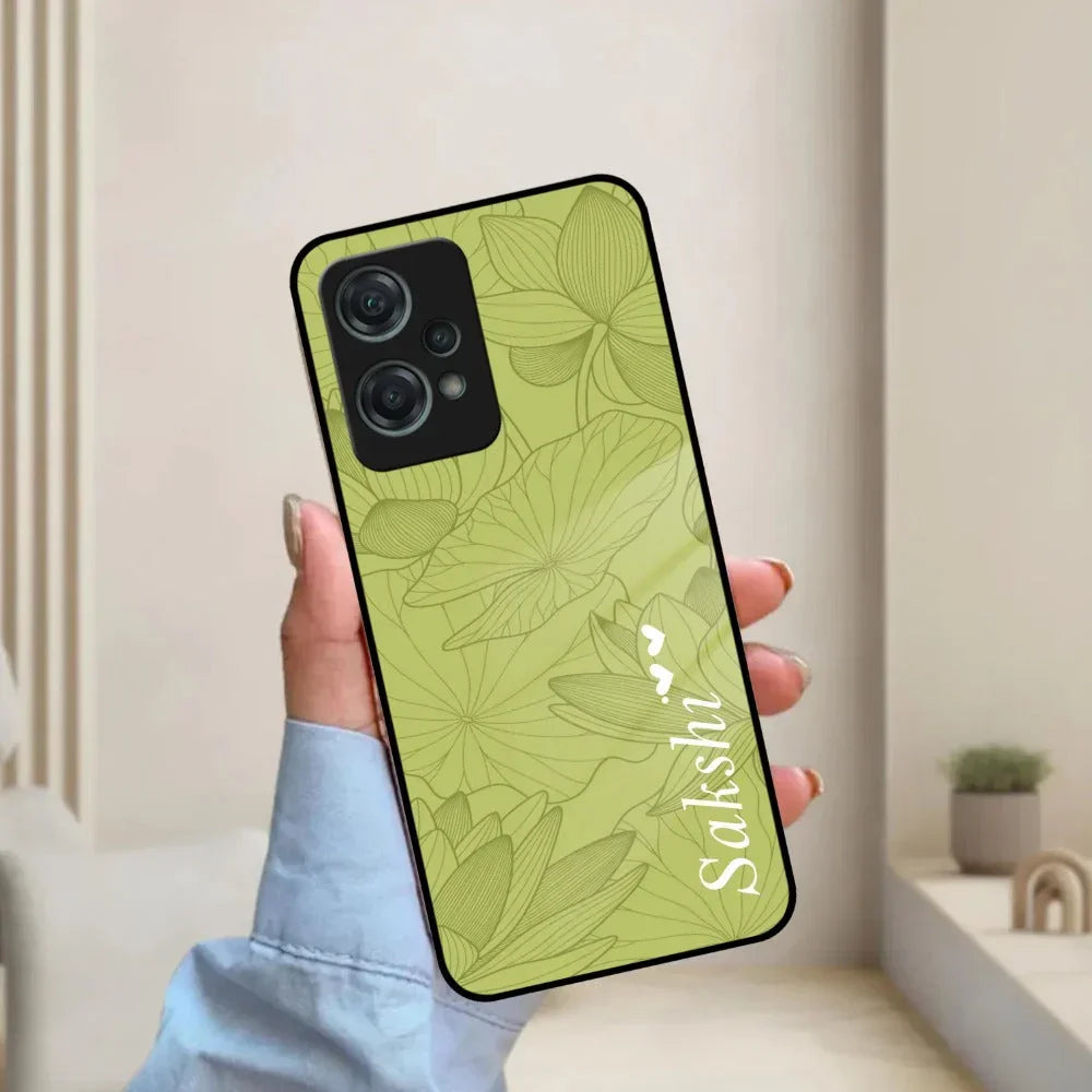 Customized luxury Mint Green leaves Glass Case Cover For Oneplus - ShopOnCliQ