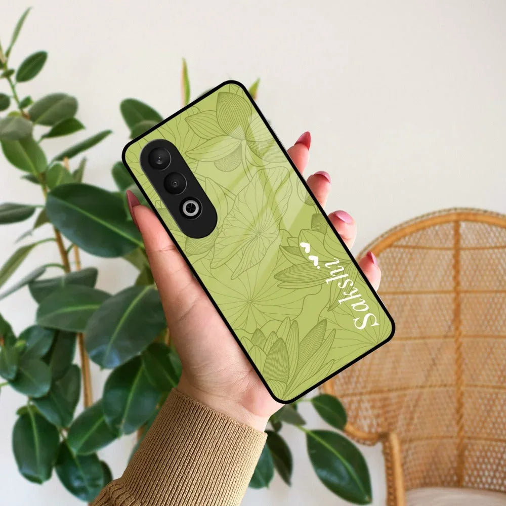 Customized luxury Mint Green leaves Glass Case Cover For Oneplus - ShopOnCliQ