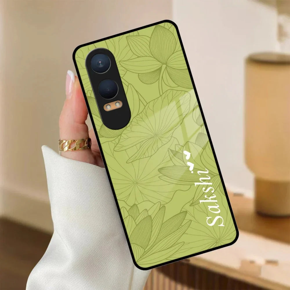 Customized luxury Mint Green leaves Glass Case Cover For Oneplus - ShopOnCliQ