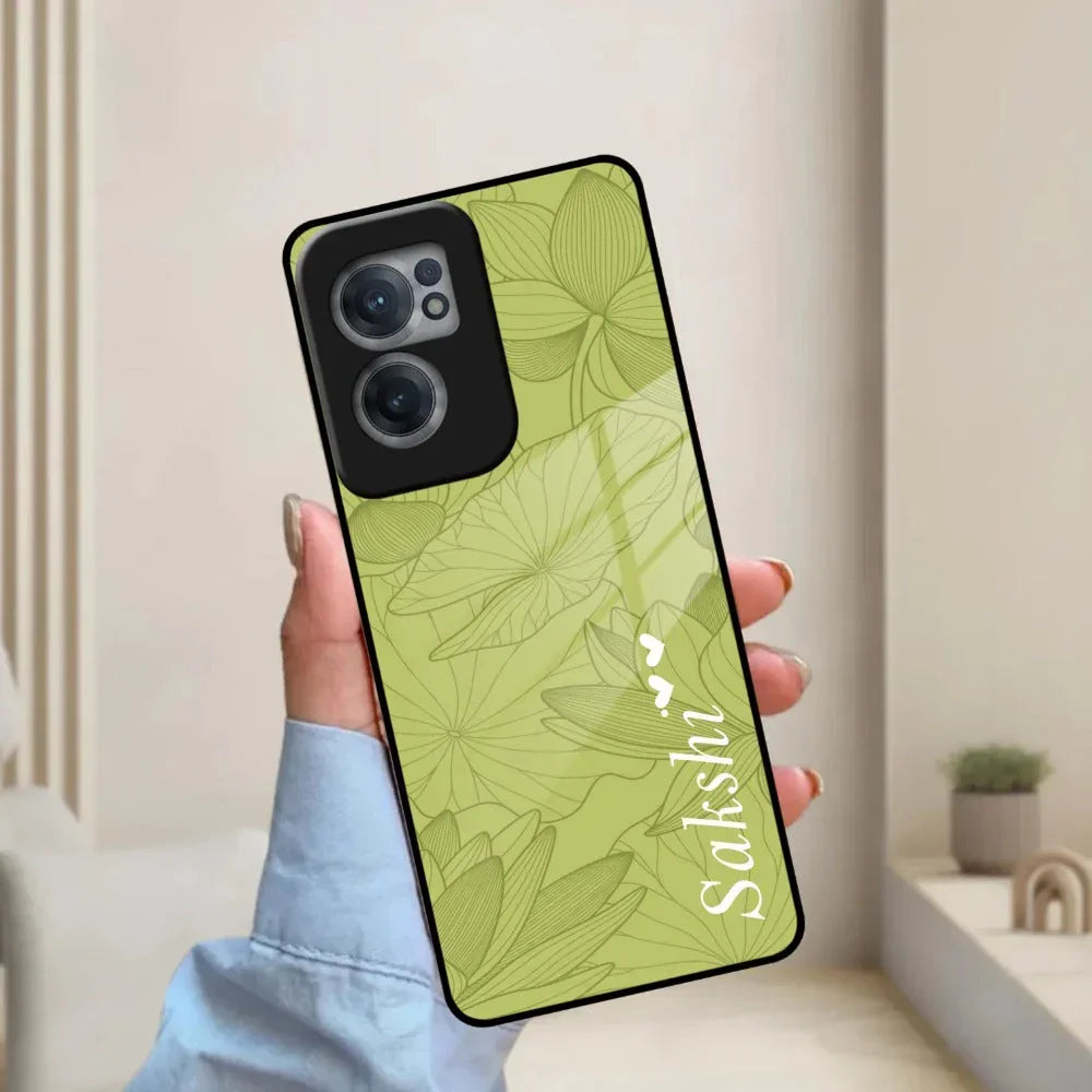Customized luxury Mint Green leaves Glass Case Cover For Oneplus - ShopOnCliQ