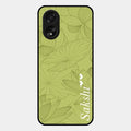 Customized luxury Mint Green leaves Glass Case Cover For Oppo A38