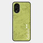 Customized luxury Mint Green leaves Glass Case Cover For Oppo A38