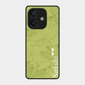 Customized luxury Mint Green leaves Glass Case Cover For Oppo A3X 5G