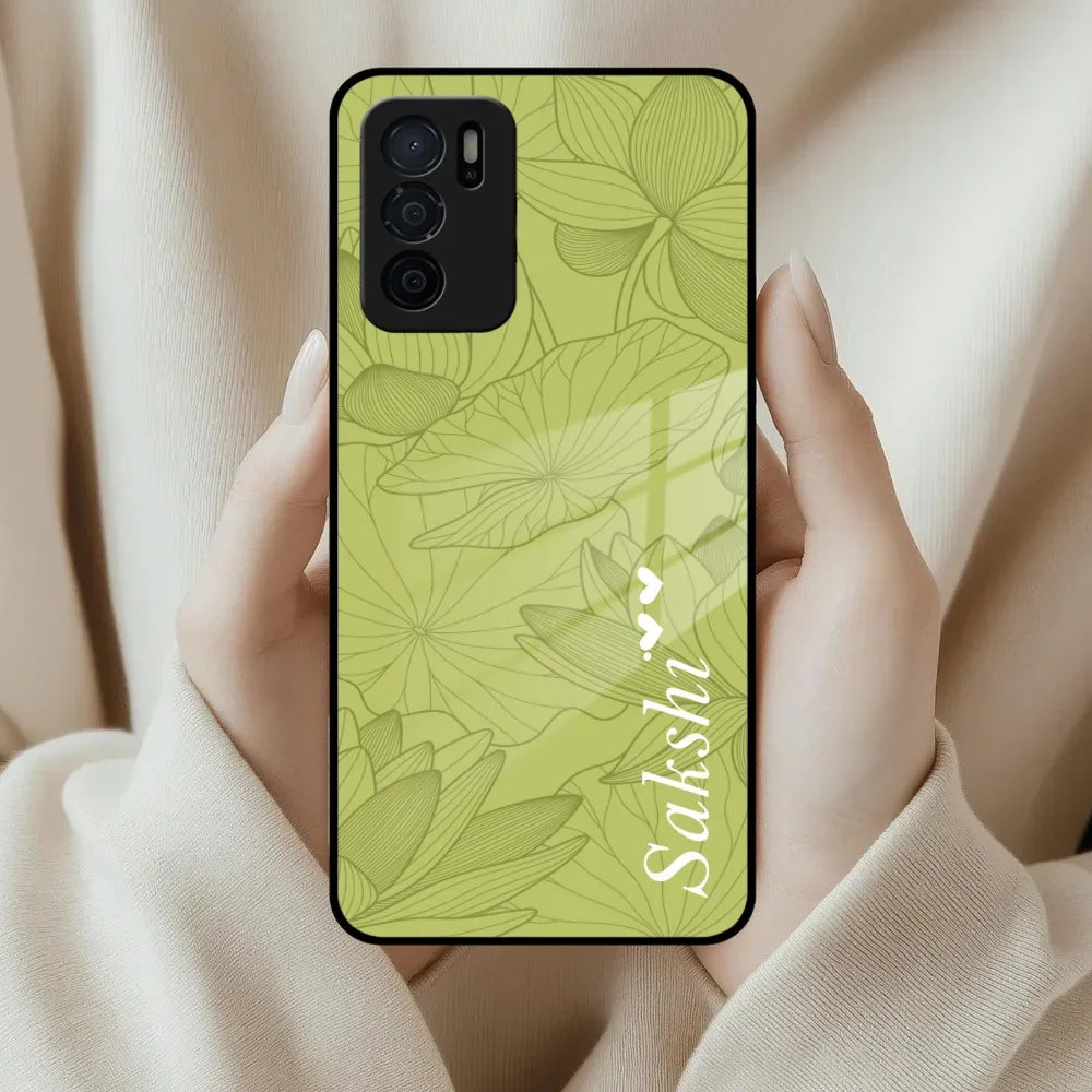 Customized luxury Mint Green leaves Glass Case Cover For Oppo - ShopOnCliQ