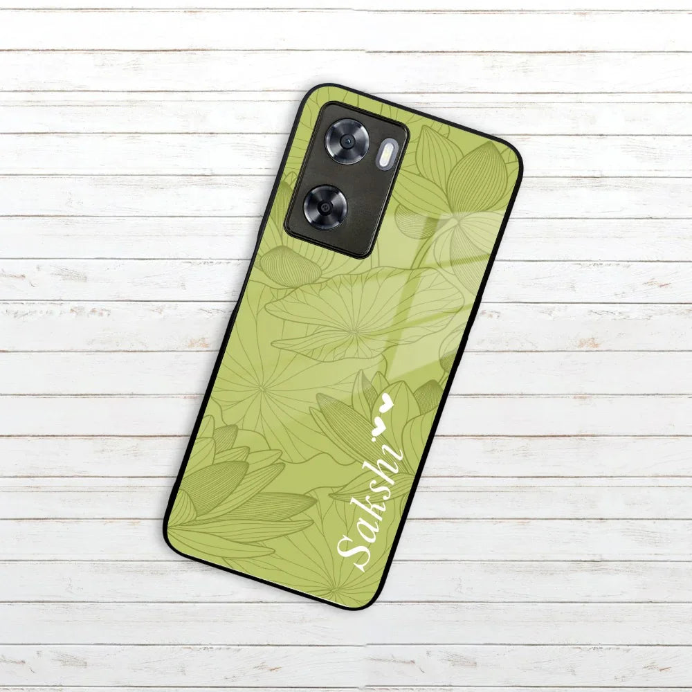 Customized luxury Mint Green leaves Glass Case Cover For Oppo - ShopOnCliQ