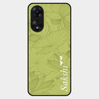 Customized luxury Mint Green leaves Glass Case Cover For Oppo A78 5G