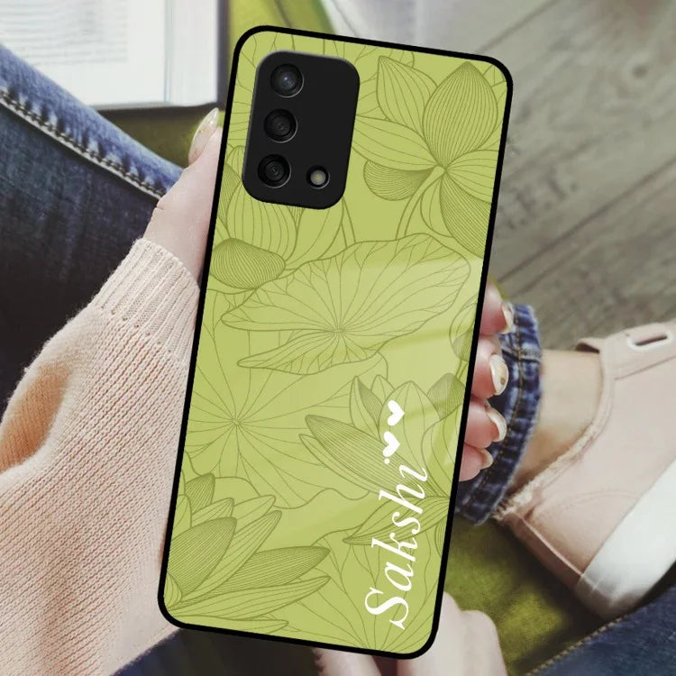 Customized luxury Mint Green leaves Glass Case Cover For Oppo - ShopOnCliQ