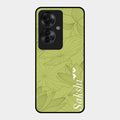 Customized luxury Mint Green leaves Glass Case Cover For Oppo F25 Pro 5G