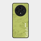 Customized luxury Mint Green leaves Glass Case Cover For Oppo F27 5G