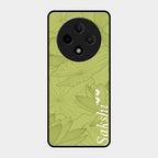 Customized luxury Mint Green leaves Glass Case Cover For Oppo F27 Pro Plus 5G