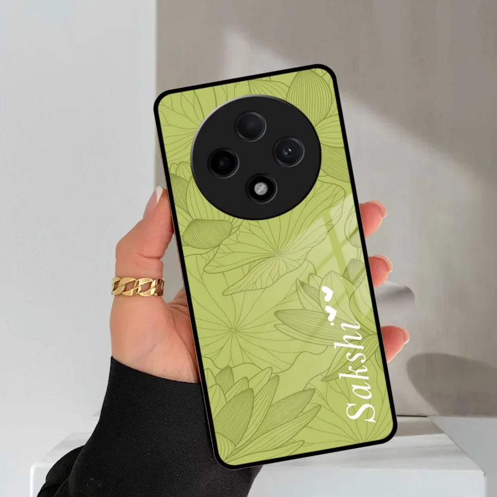 Customized luxury Mint Green leaves Glass Case Cover For Oppo - ShopOnCliQ
