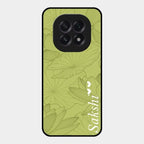 Customized luxury Mint Green leaves Glass Case Cover For Oppo F29 5G