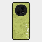 Customized luxury Mint Green leaves Glass Case Cover For Oppo F29 Pro 5G