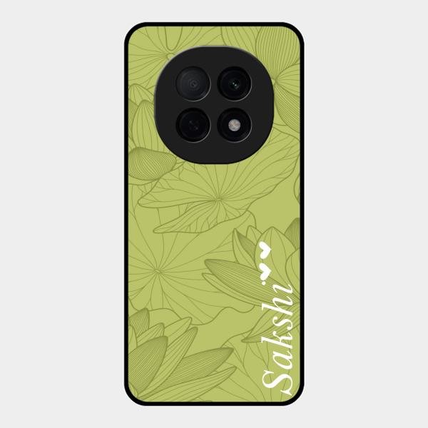 Customized luxury Mint Green leaves Glass Case Cover For Oppo F29 Pro 5G