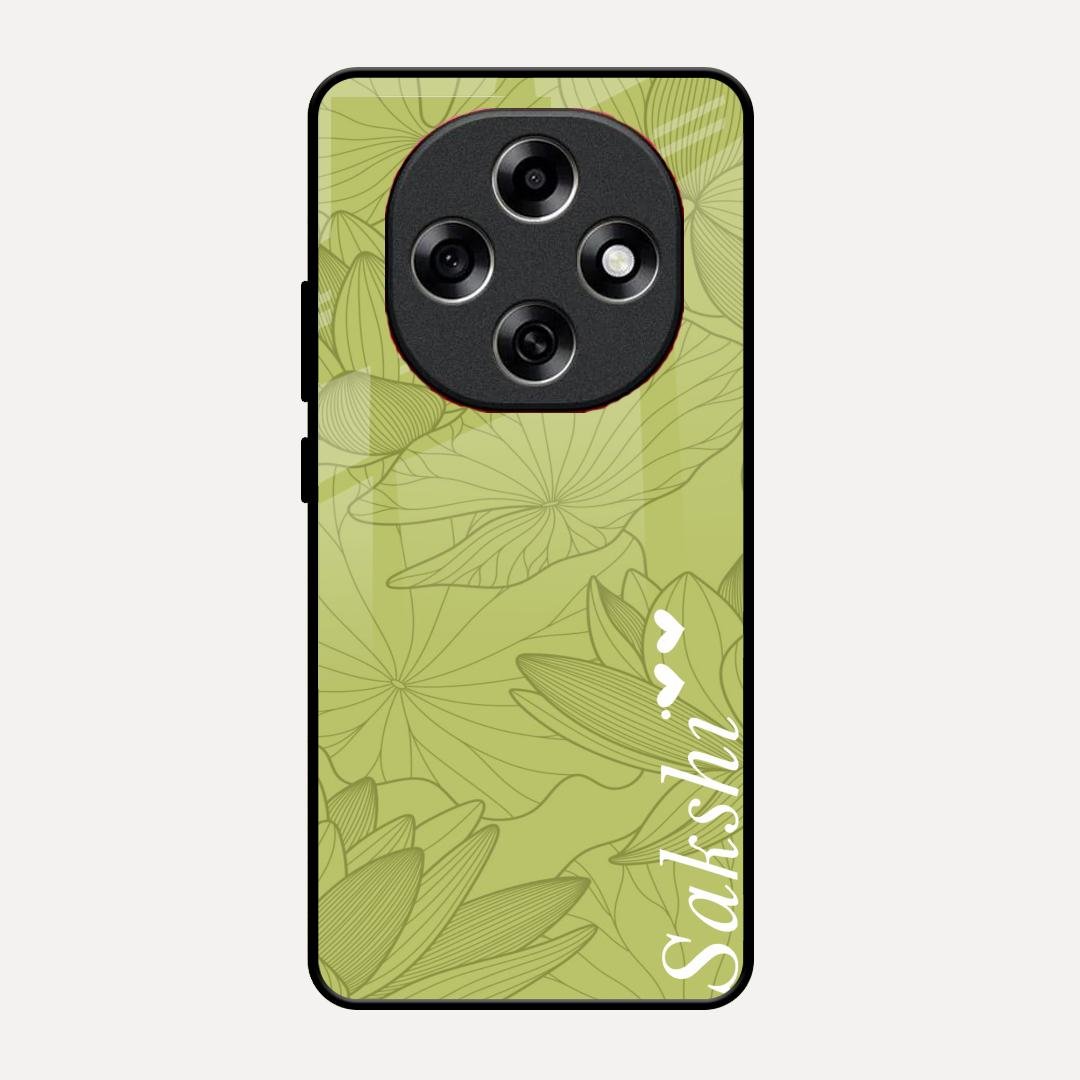 Customized luxury Mint Green leaves Glass Case Cover For Oppo F31 Pro 5G