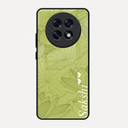 Customized luxury Mint Green leaves Glass Case Cover For Oppo F31 Pro Plus 5G
