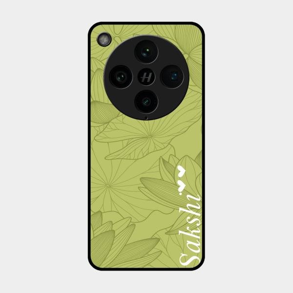 Customized luxury Mint Green leaves Glass Case Cover For Oppo Find X8 Pro 5G