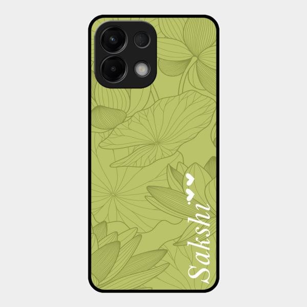 Customized luxury Mint Green leaves Glass Case Cover For Oppo K13 5G