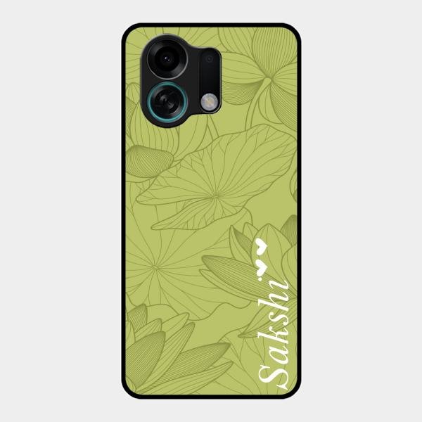 Customized luxury Mint Green leaves Glass Case Cover For Oppo K13 Turbo 5G