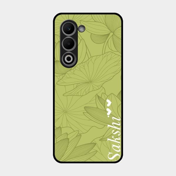 Customized luxury Mint Green leaves Glass Case Cover For Oppo K13X 5G