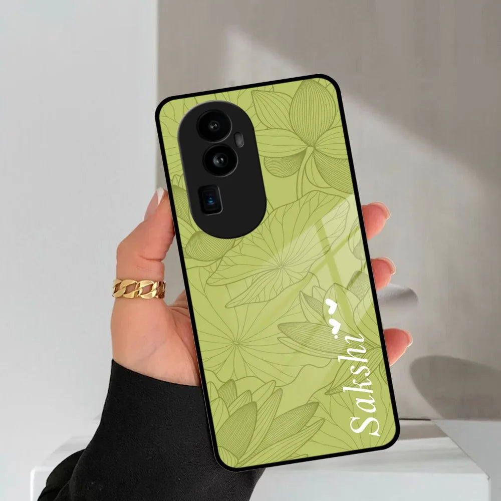 Customized luxury Mint Green leaves Glass Case Cover For Oppo - ShopOnCliQ