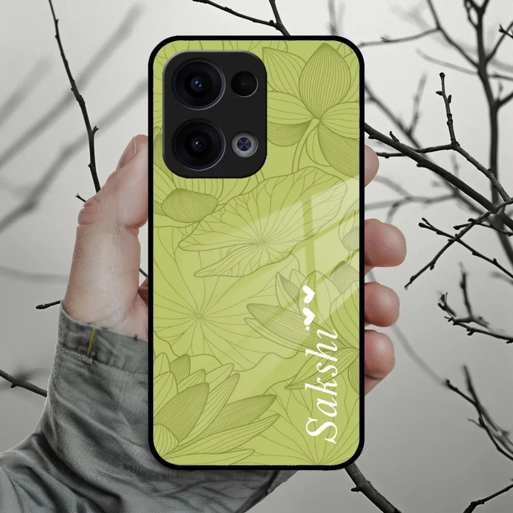 Customized luxury Mint Green leaves Glass Case Cover For Oppo - ShopOnCliQ