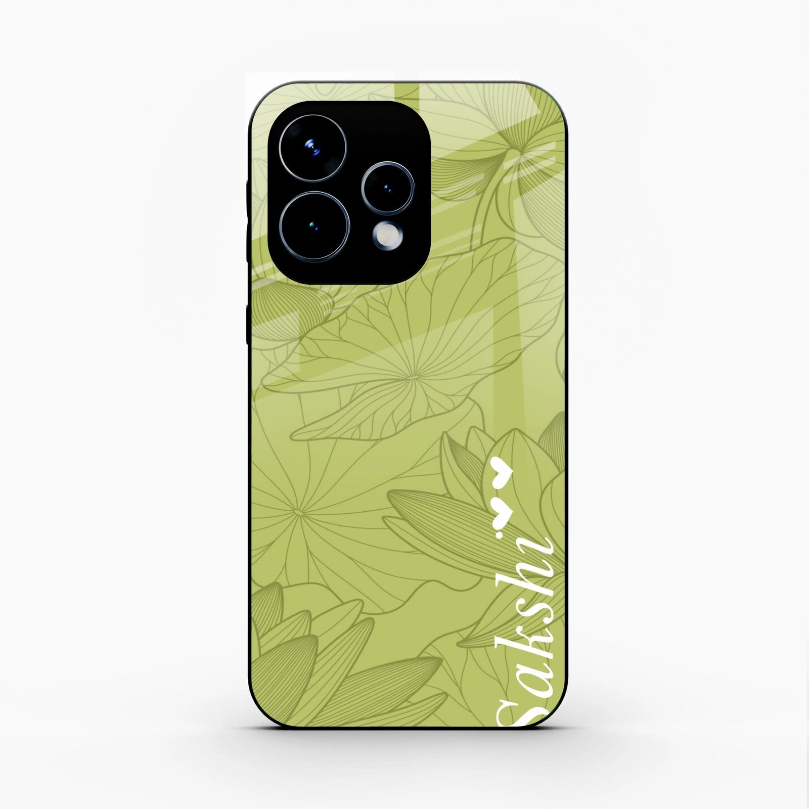 Customized luxury Mint Green leaves Glass Case Cover For Oppo Reno 15 5G