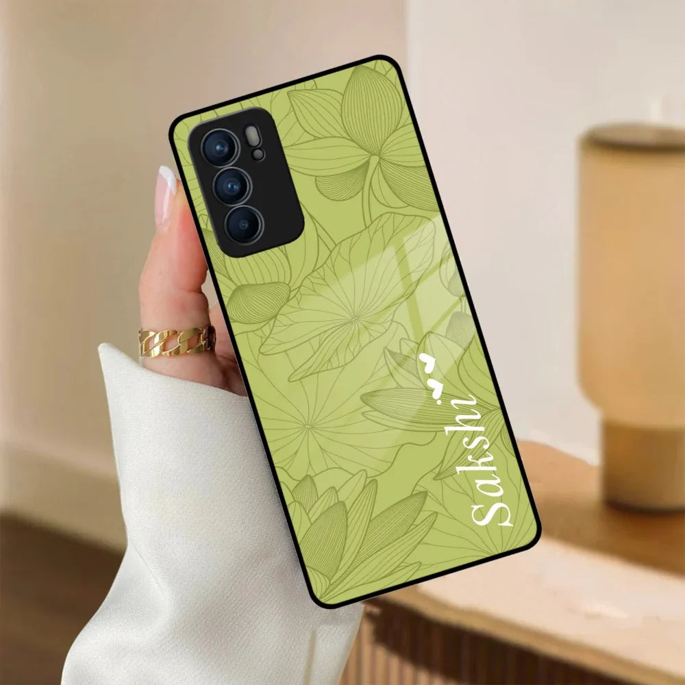 Customized luxury Mint Green leaves Glass Case Cover For Oppo - ShopOnCliQ