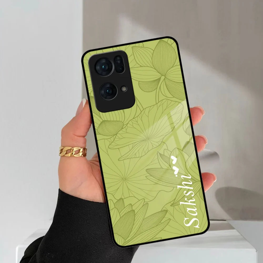 Customized luxury Mint Green leaves Glass Case Cover For Oppo - ShopOnCliQ
