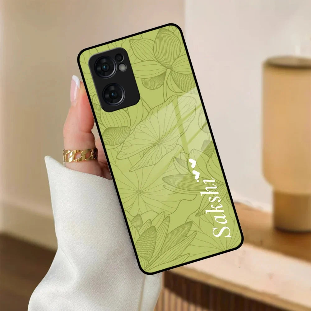 Customized luxury Mint Green leaves Glass Case Cover For Oppo - ShopOnCliQ
