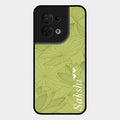Customized luxury Mint Green leaves Glass Case Cover For Oppo Reno 8 5G