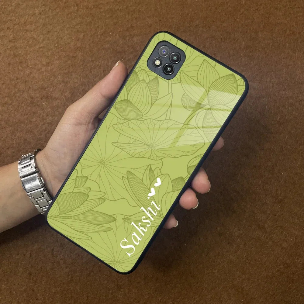 Customized luxury Mint Green leaves Glass Case Cover For Poco - ShopOnCliQ