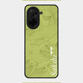 Customized luxury Mint Green leaves Glass Case Cover For Poco C71