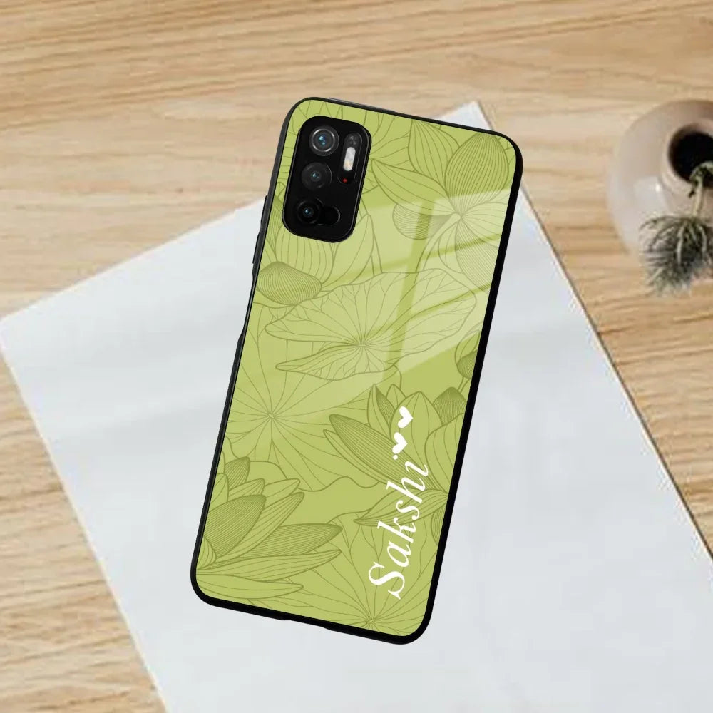 Customized luxury Mint Green leaves Glass Case Cover For Poco - ShopOnCliQ
