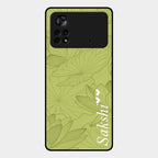 Customized luxury Mint Green leaves Glass Case Cover For Poco X4 Pro 5G