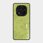 Customized luxury Mint Green leaves Glass Case Cover For Poco X7 5G
