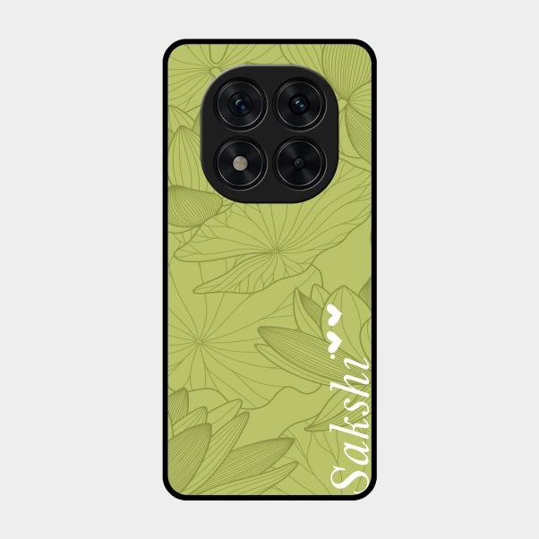 Customized luxury Mint Green leaves Glass Case Cover For Poco X7 5G