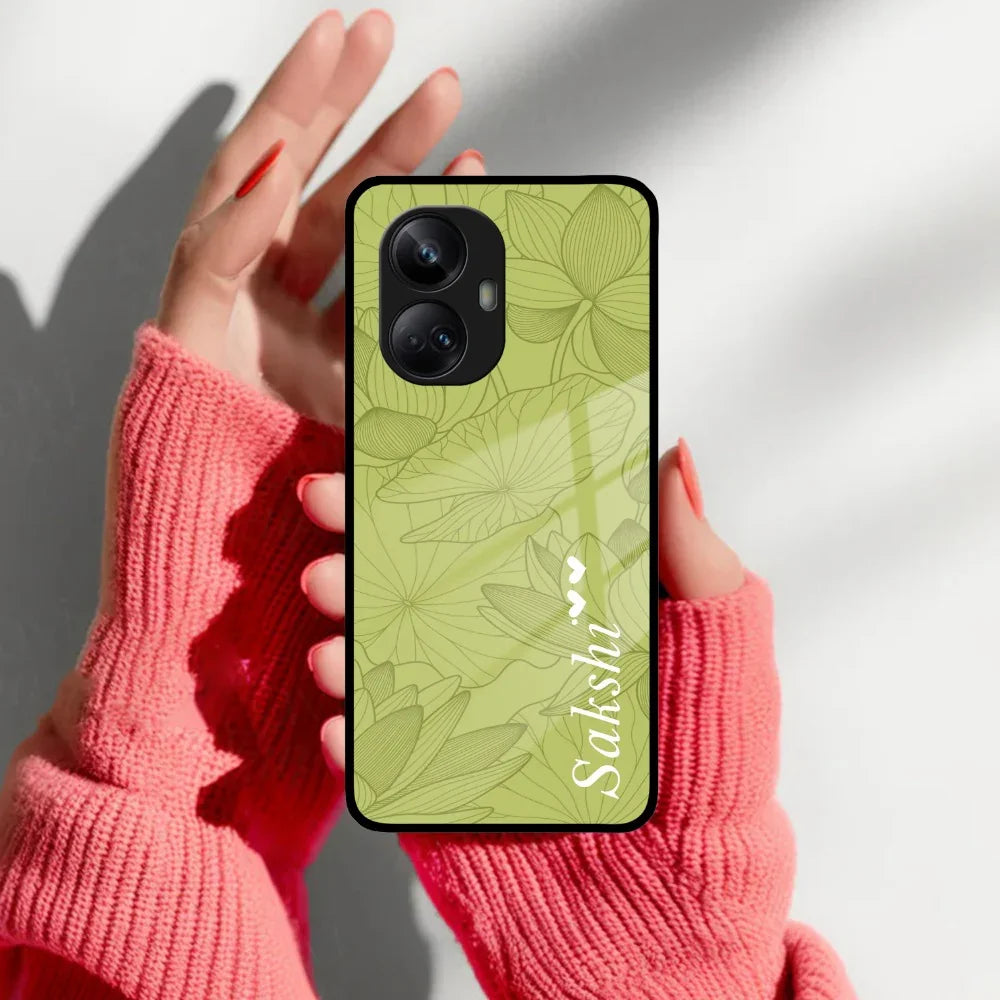 Customized luxury Mint Green leaves Glass Case Cover For Realme/Narzo - ShopOnCliQ