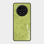Customized luxury Mint Green leaves Glass Case Cover For Realme 13 5G