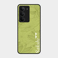 Customized luxury Mint Green leaves Glass Case Cover For Realme 14X 5G