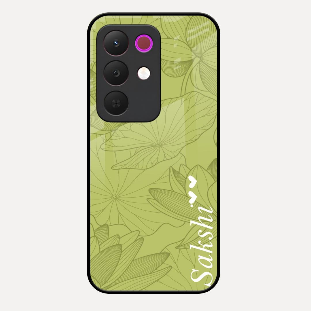 Customized luxury Mint Green leaves Glass Case Cover For Realme 15X 5G