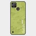 Customized luxury Mint Green leaves Glass Case Cover For Realme C25Y