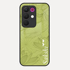 Customized luxury Mint Green leaves Glass Case Cover For Realme C85 5G