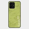 Customized luxury Mint Green leaves Glass Case Cover For Redmi 12 5G