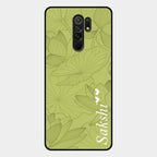 Customized luxury Mint Green leaves Glass Case Cover For Redmi 9 Prime