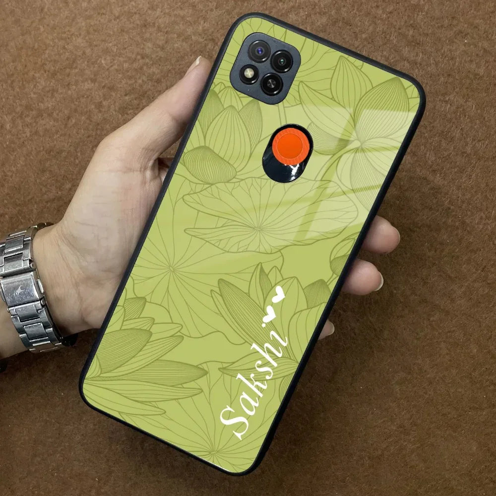 Customized luxury Mint Green leaves Glass Case Cover For Poco - ShopOnCliQ