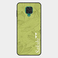 Customized luxury Mint Green leaves Glass Case Cover For Redmi Note 10 Lite