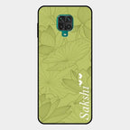 Customized luxury Mint Green leaves Glass Case Cover For Redmi Note 10 Lite