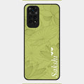 Customized luxury Mint Green leaves Glass Case Cover For Redmi Note 11