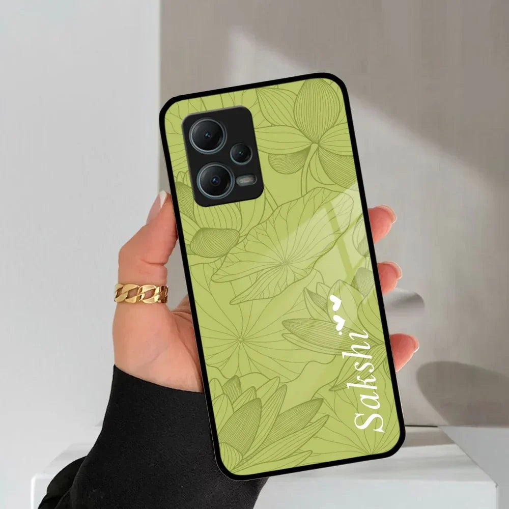 Customized luxury Mint Green leaves Glass Case Cover For Poco - ShopOnCliQ
